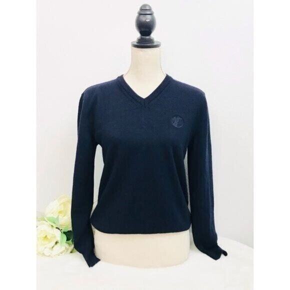 VERSACE Collection Medusa Pullover V-Neck Sweater Wool Blue Logo Embroidered, L - Picture 1 of 12